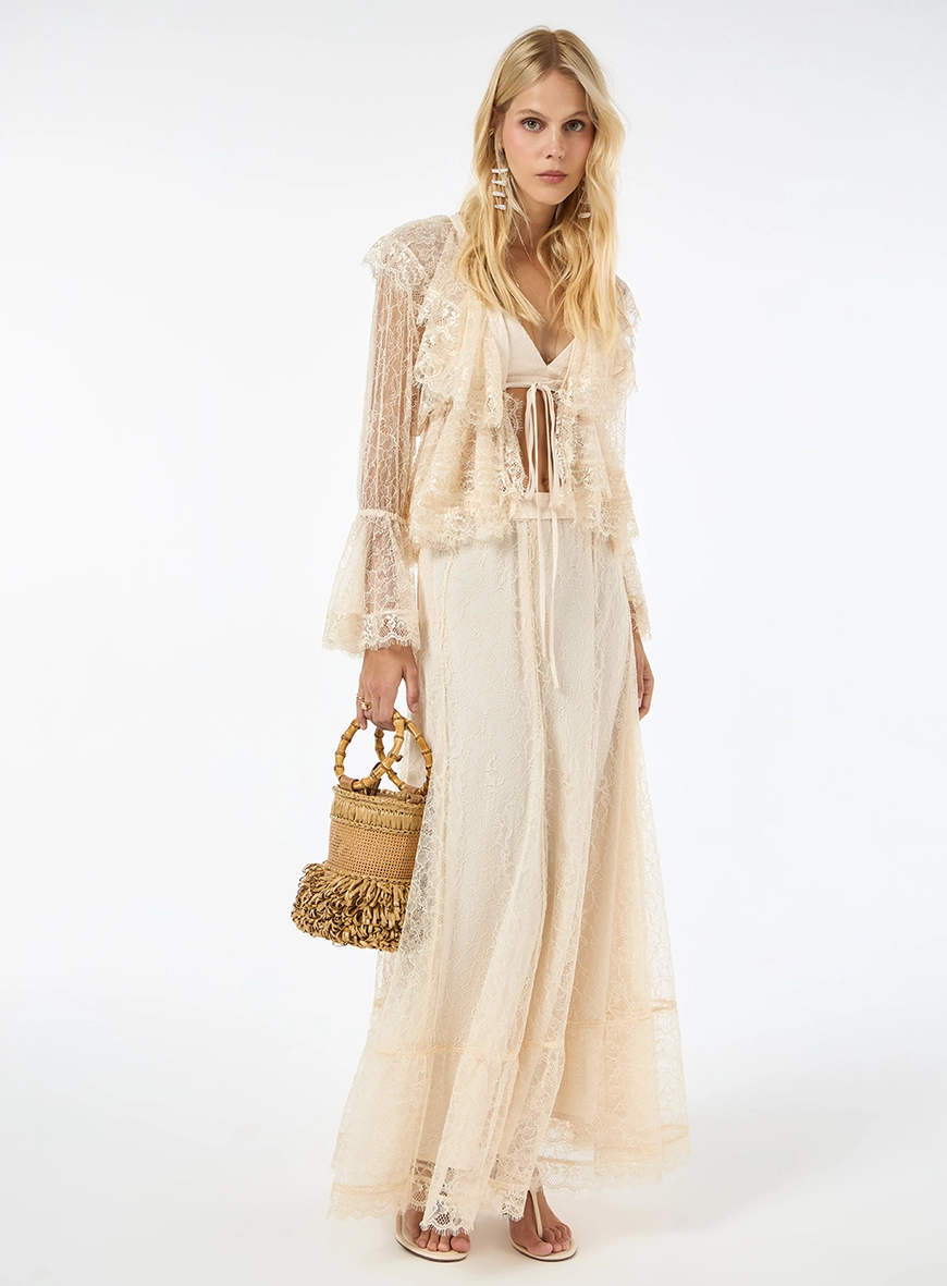 Saia Longa Renda Babados