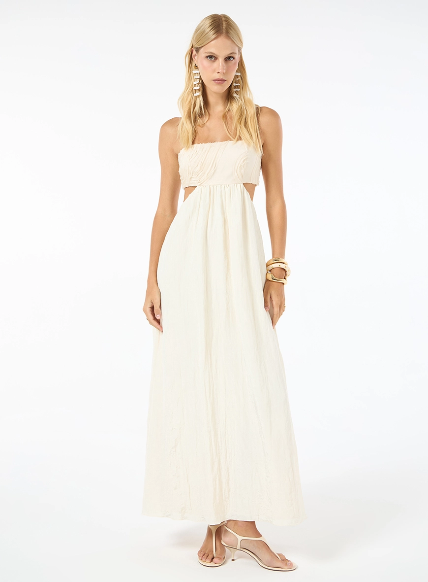 Vestido Midi Cut Out - Bege