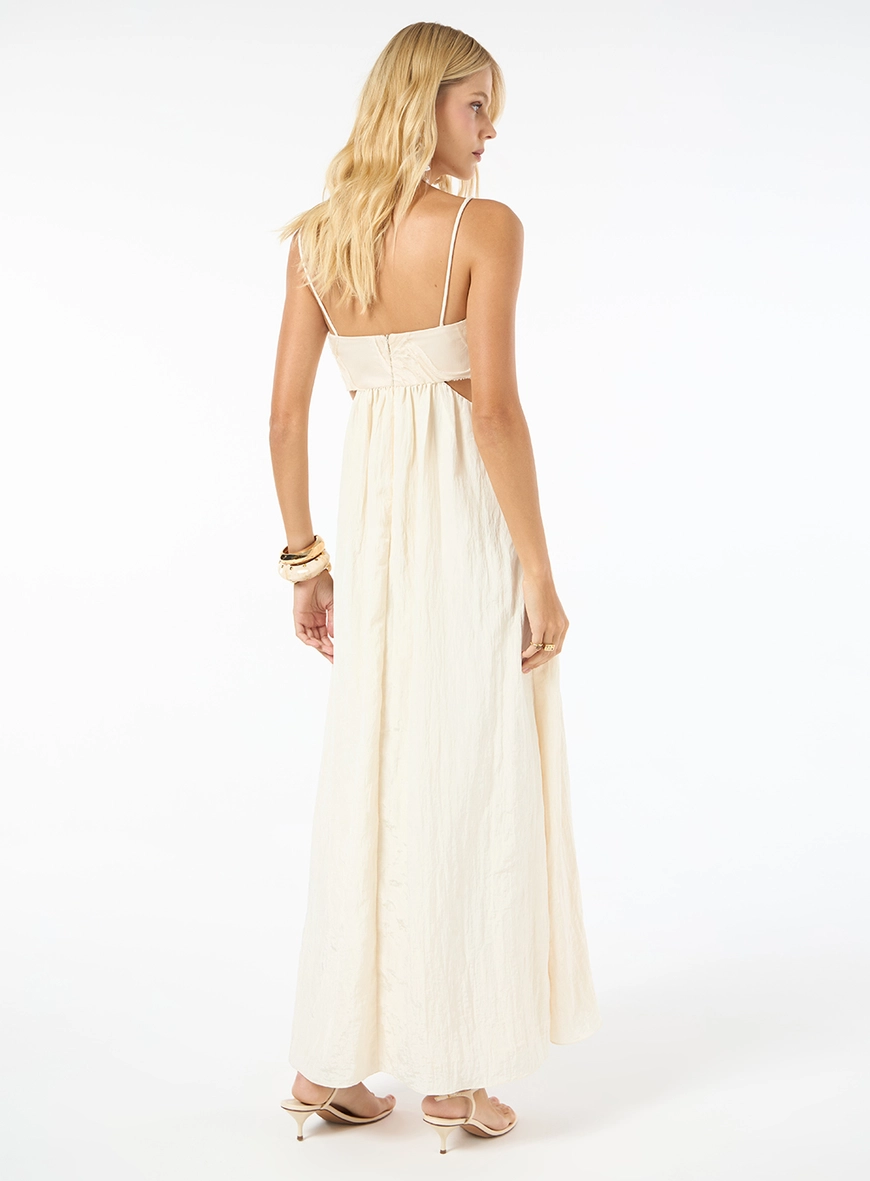 Vestido Midi Cut Out - Bege