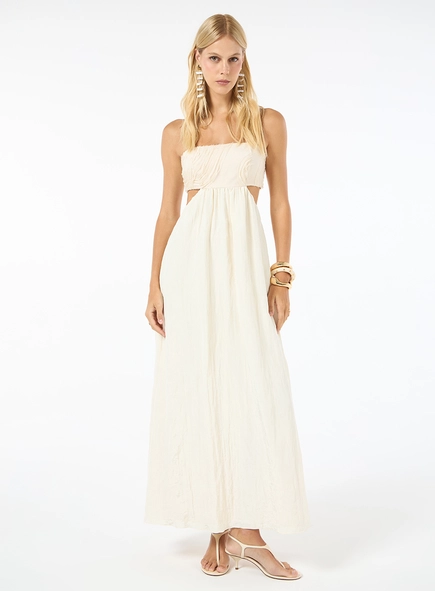Vestido Midi Cut Out - Bege