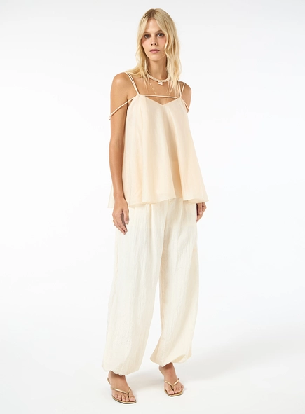 Conjunto Calça Balloon E Blusa - Bege