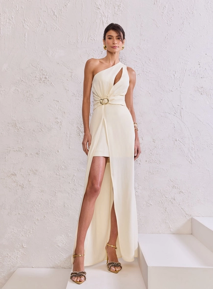 Vestido Longo Patou Detalhe Fivela