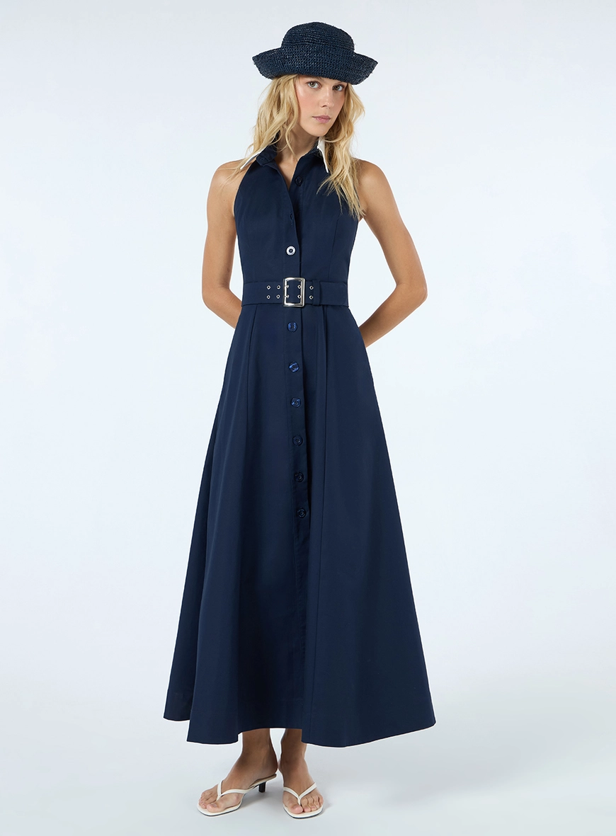Vestido Chemise Gola Removível - Azul Classic