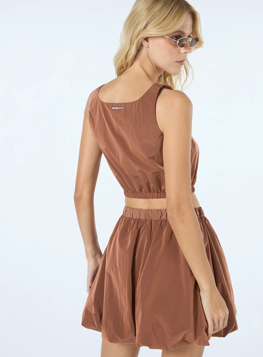 Conjunto Top E Saia Balonê - Terracota
