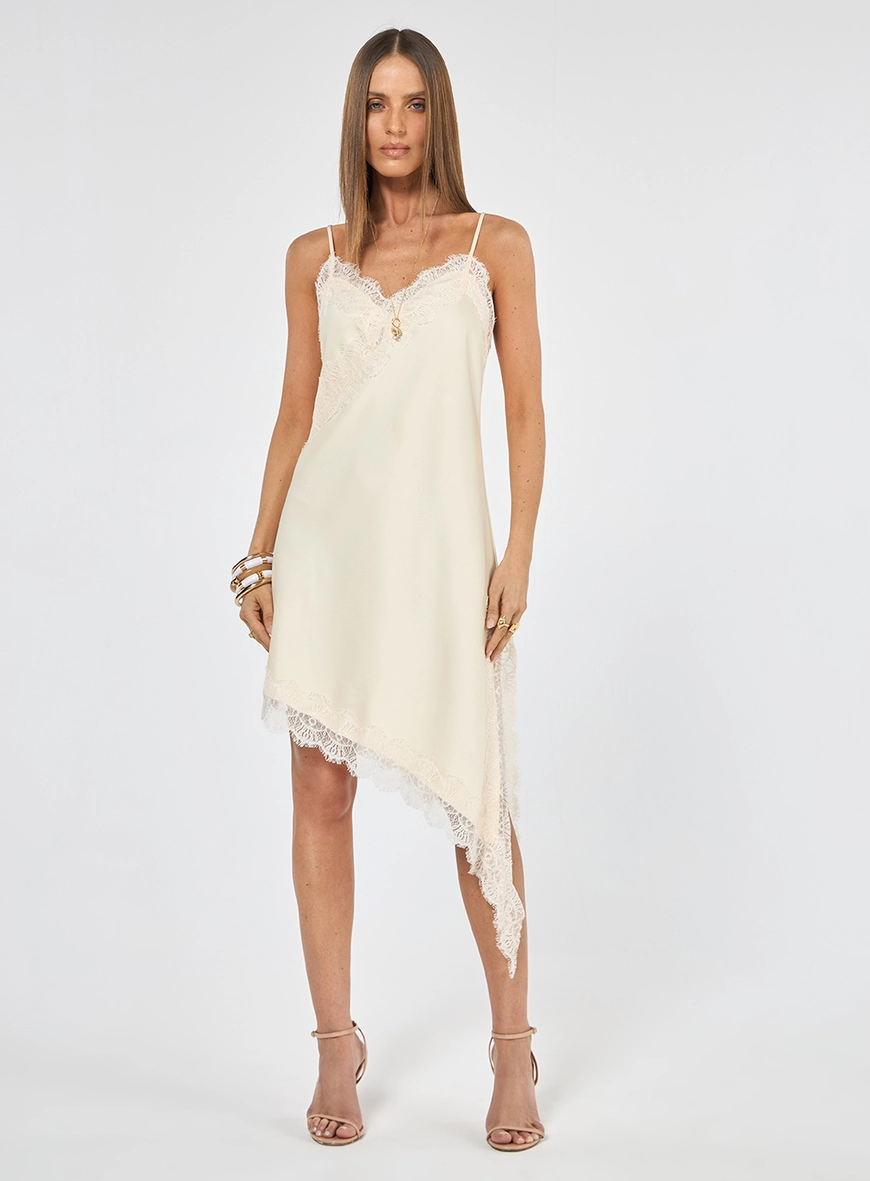 Vestido Curto Assimétrico - Amarelo Citrino