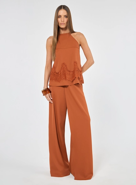 Conjunto Crepe Blusa Halter E Calça - Ambar