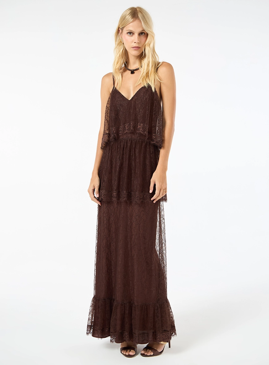 Vestido Longo Renda Camadas