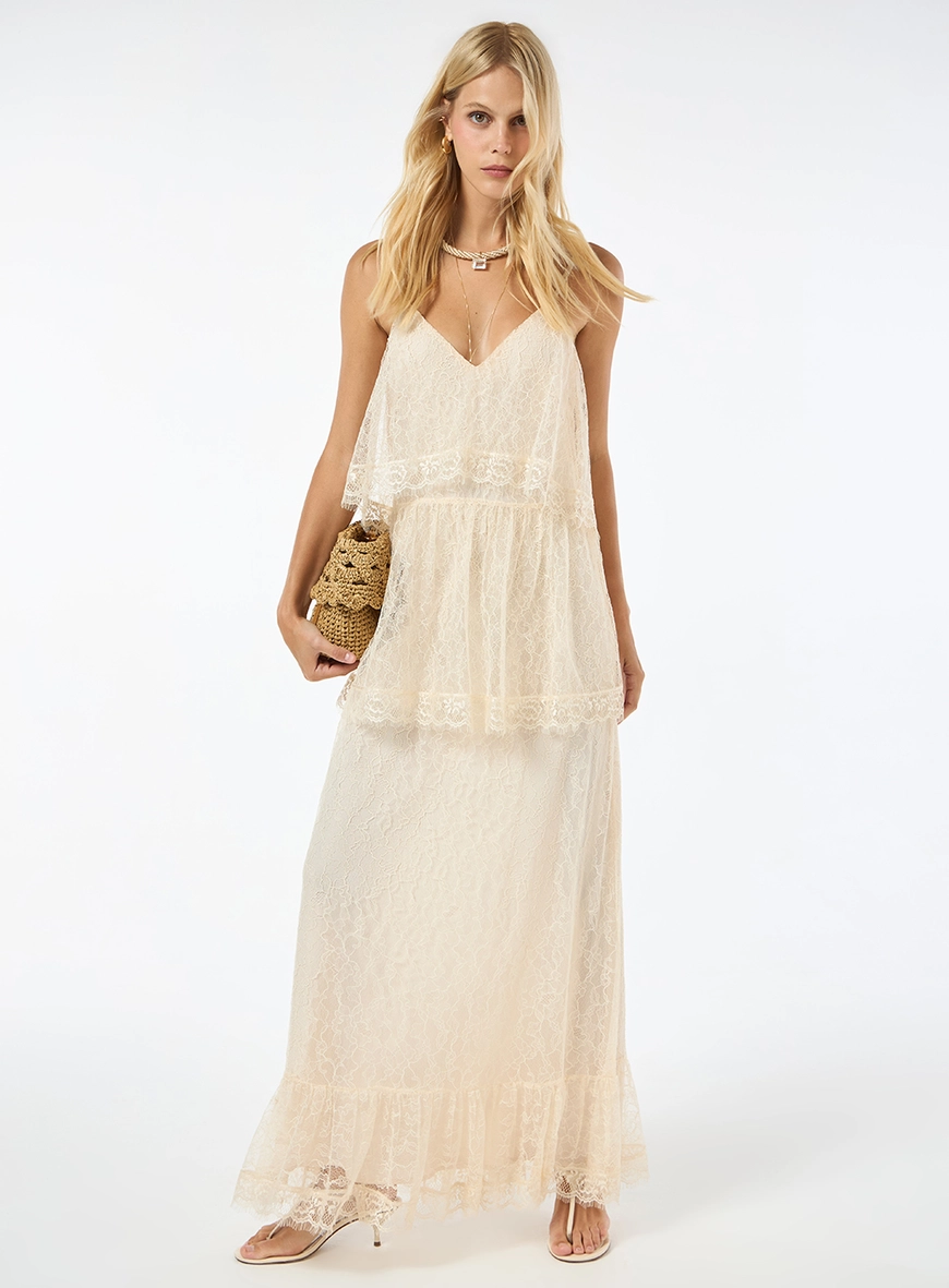 Vestido Longo Renda Camadas