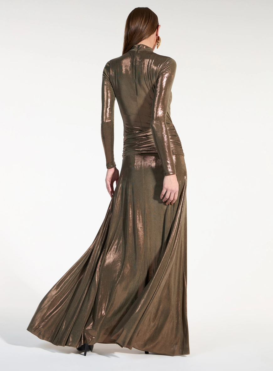 Vestido Longo Malha Glow - Marrom Cumaru