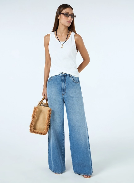 Calça Jeans Wide Leg - Azul
