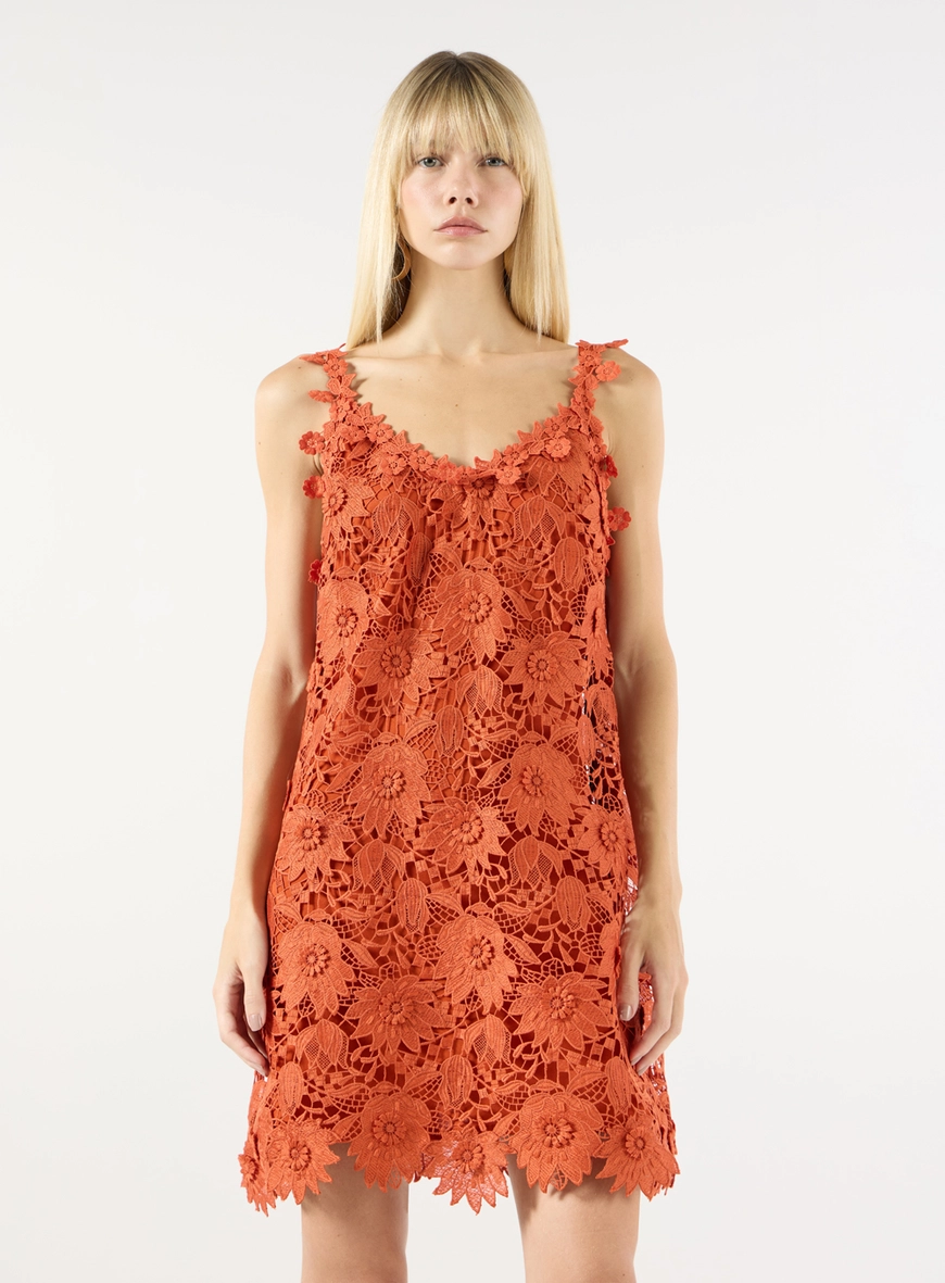 Vestido Curto Renda Guipure - Papoula
