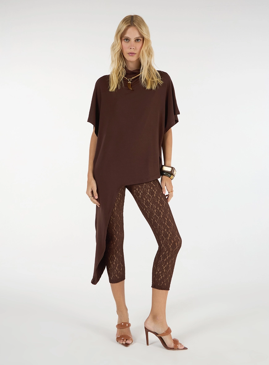 Calça Capri Rendada - Marrom