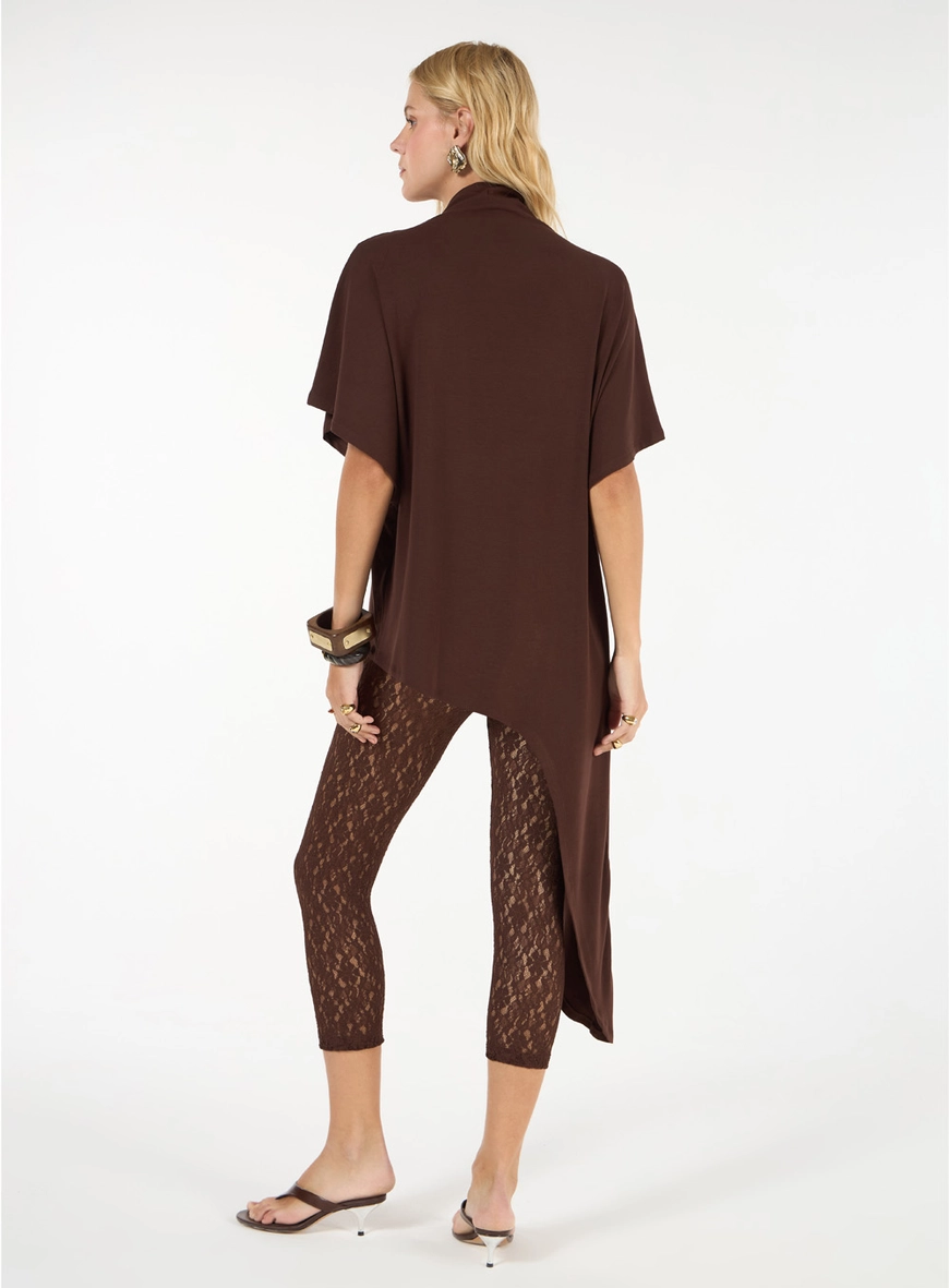 Calça Capri Rendada - Marrom