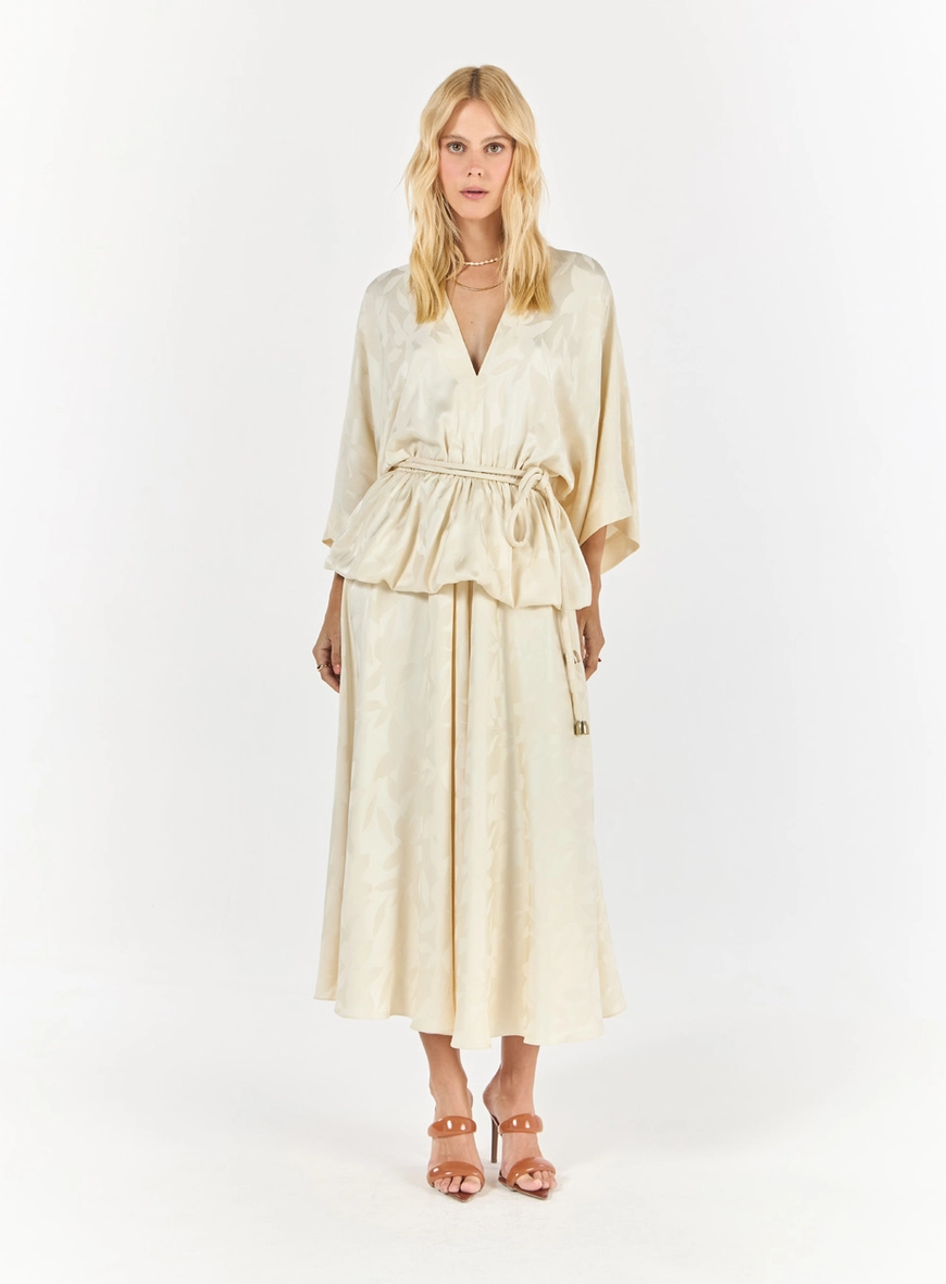 Vestido Jacquard Maxi Midi  - Off White