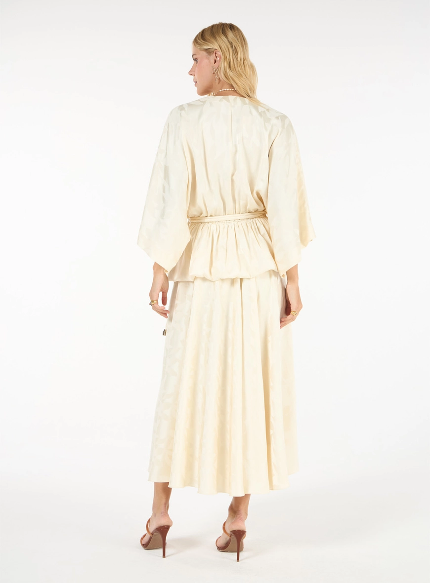 Vestido Jacquard Maxi Midi  - Off White
