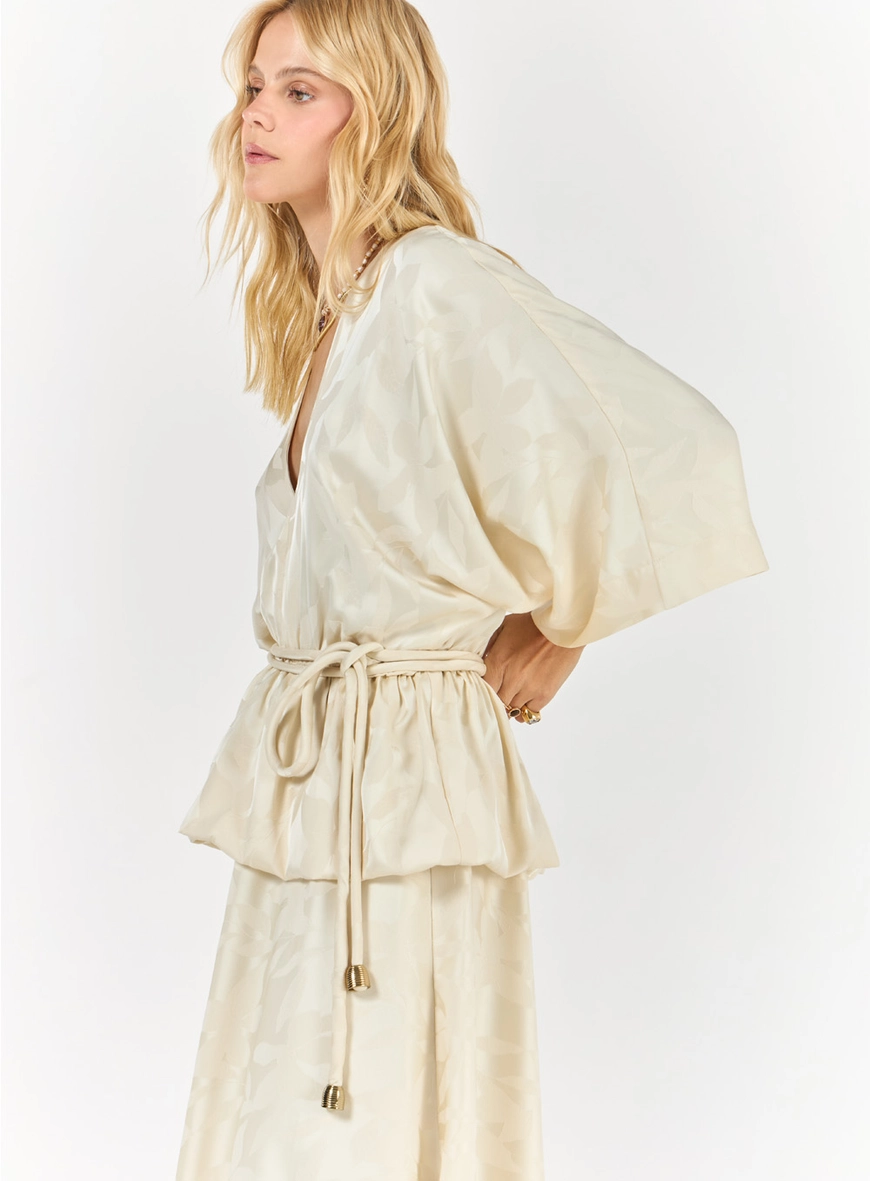 Vestido Jacquard Maxi Midi  - Off White