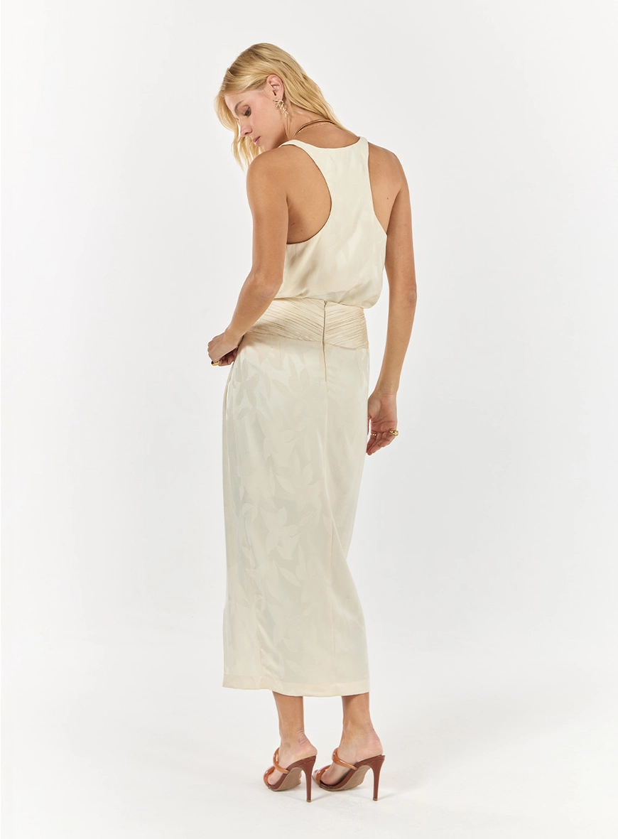 Conjunto Jacquard Blusa E Saia Midi - Off White