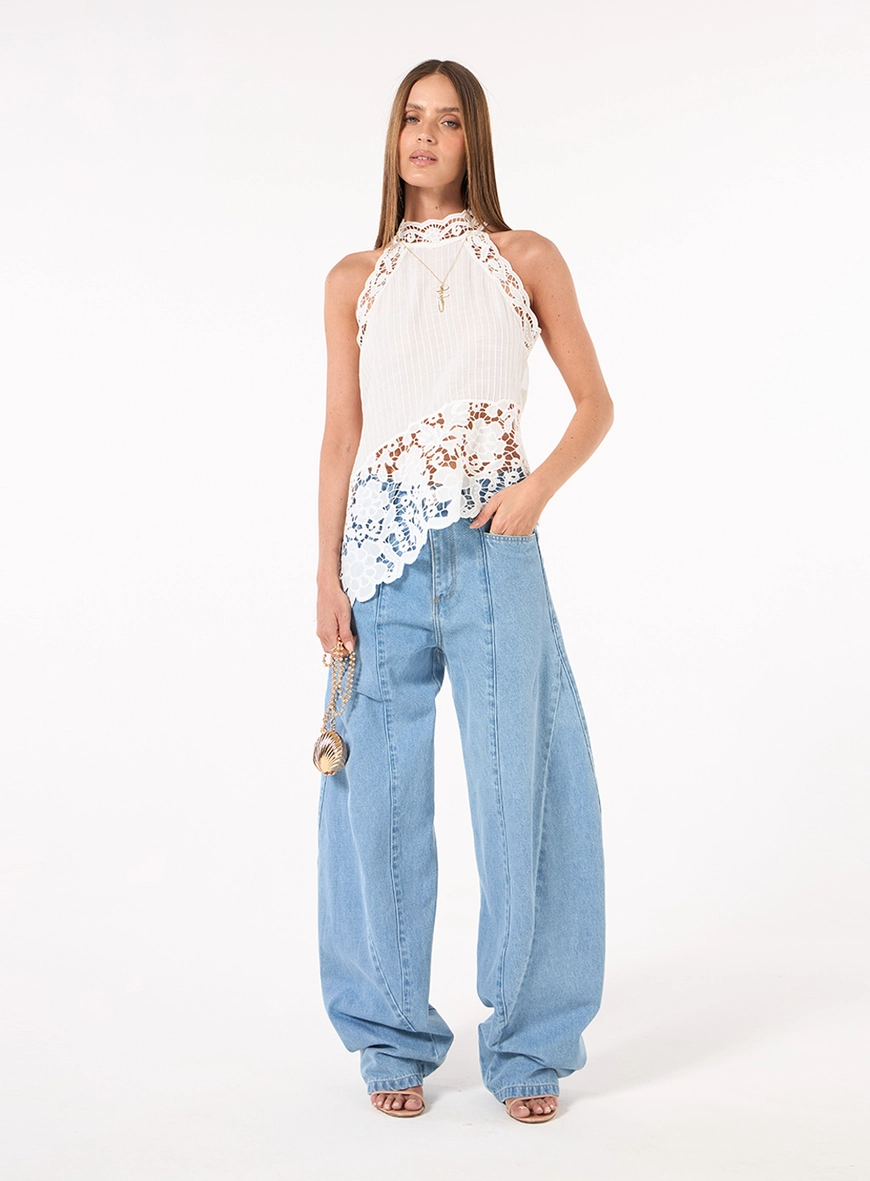 Calça Jeans Barrel - Azul