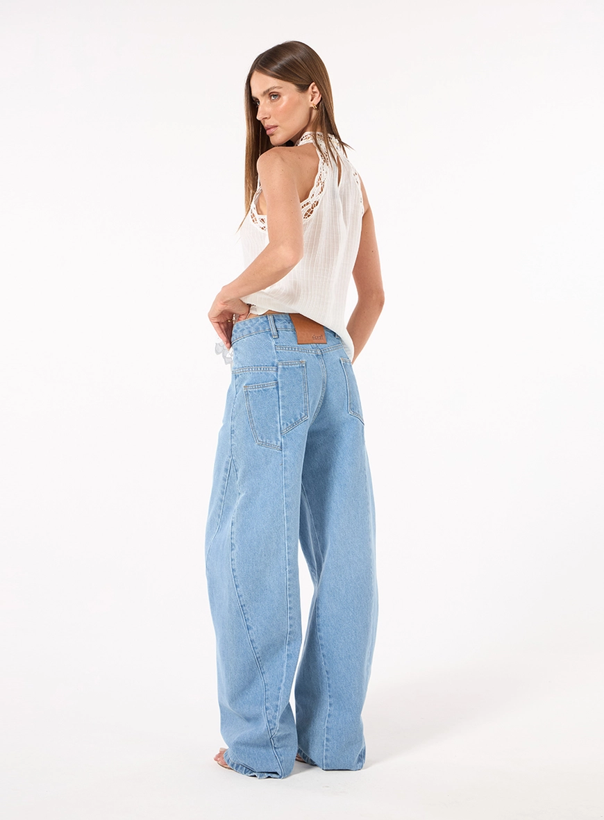 Calça Jeans Barrel - Azul