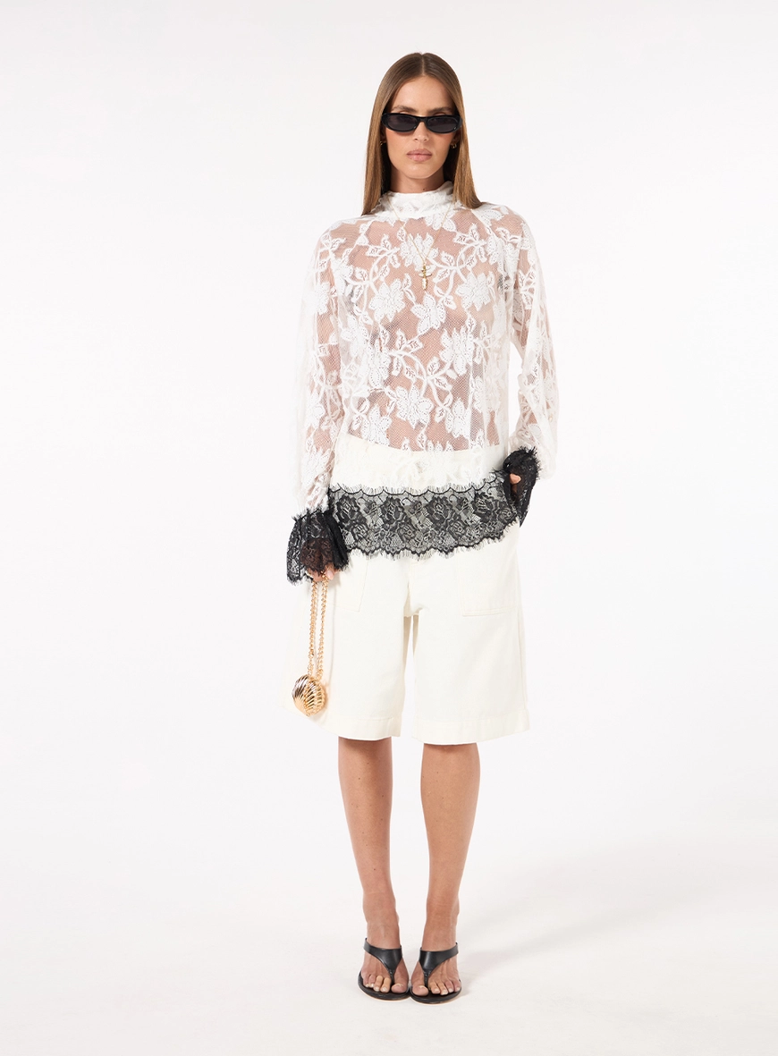 Bermuda Sarja Bolso Estampado - Off Shell