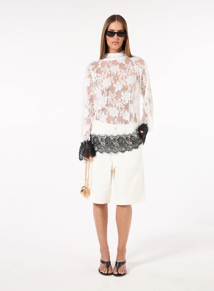 Bermuda Sarja Bolso Estampado - Off Shell