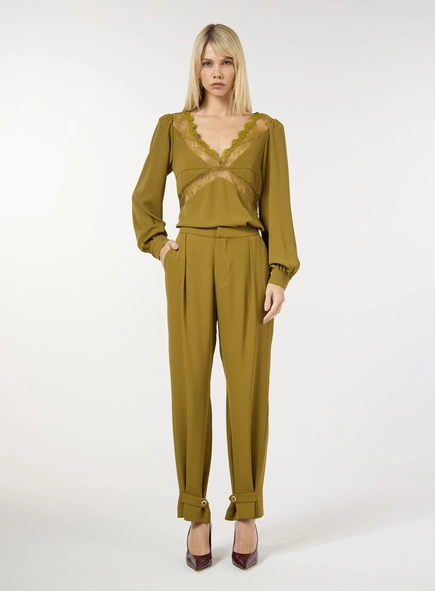 Calça Crepe Pregas - Verde