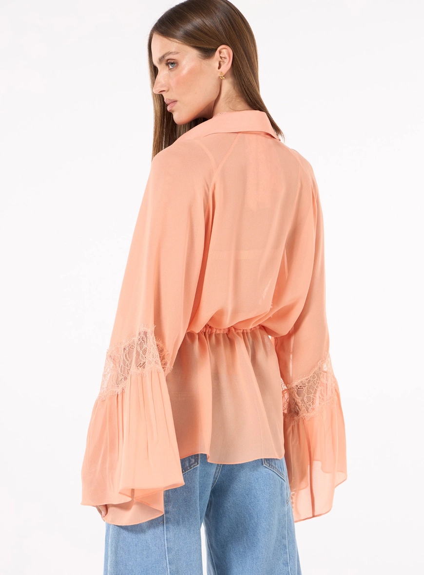 Blusa Crepe Manga Longa - Rosa
