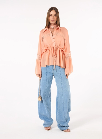 Blusa Crepe Manga Longa - Rosa
