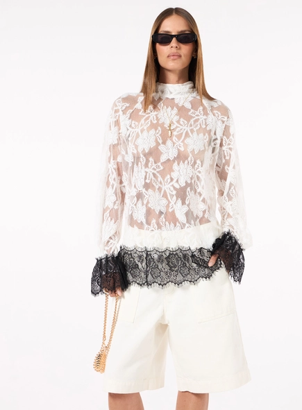 Blusa Manga Longa Renda - Off Shell
