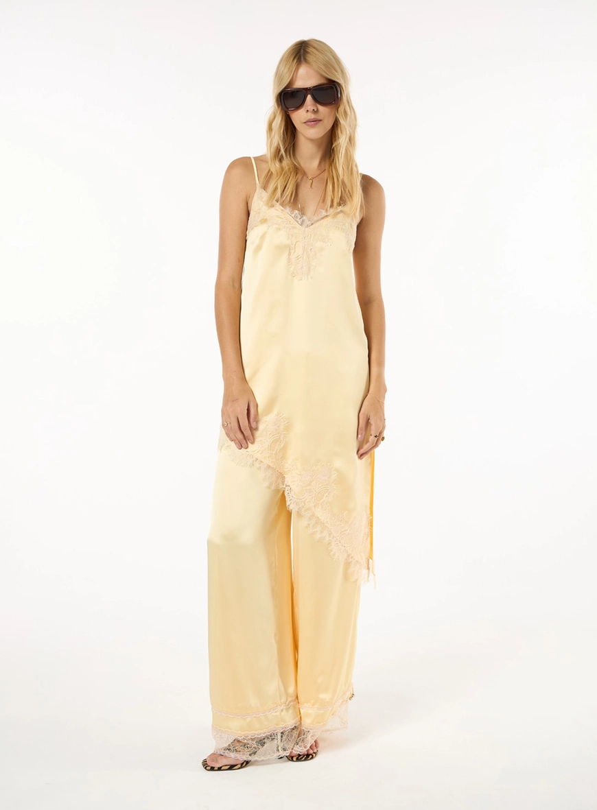 Vestido Curto Cetim - Amarelo