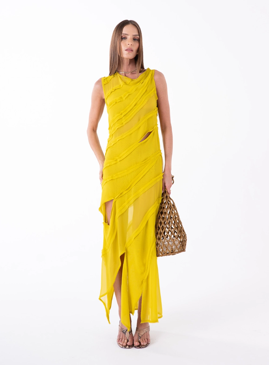Vestido Longo Recortes