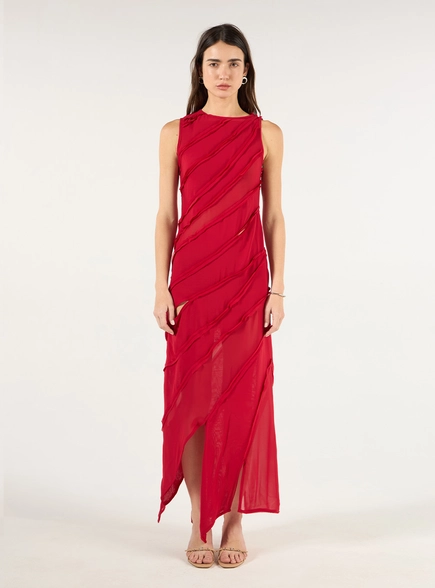 Vestido Longo Recortes Assimétricos