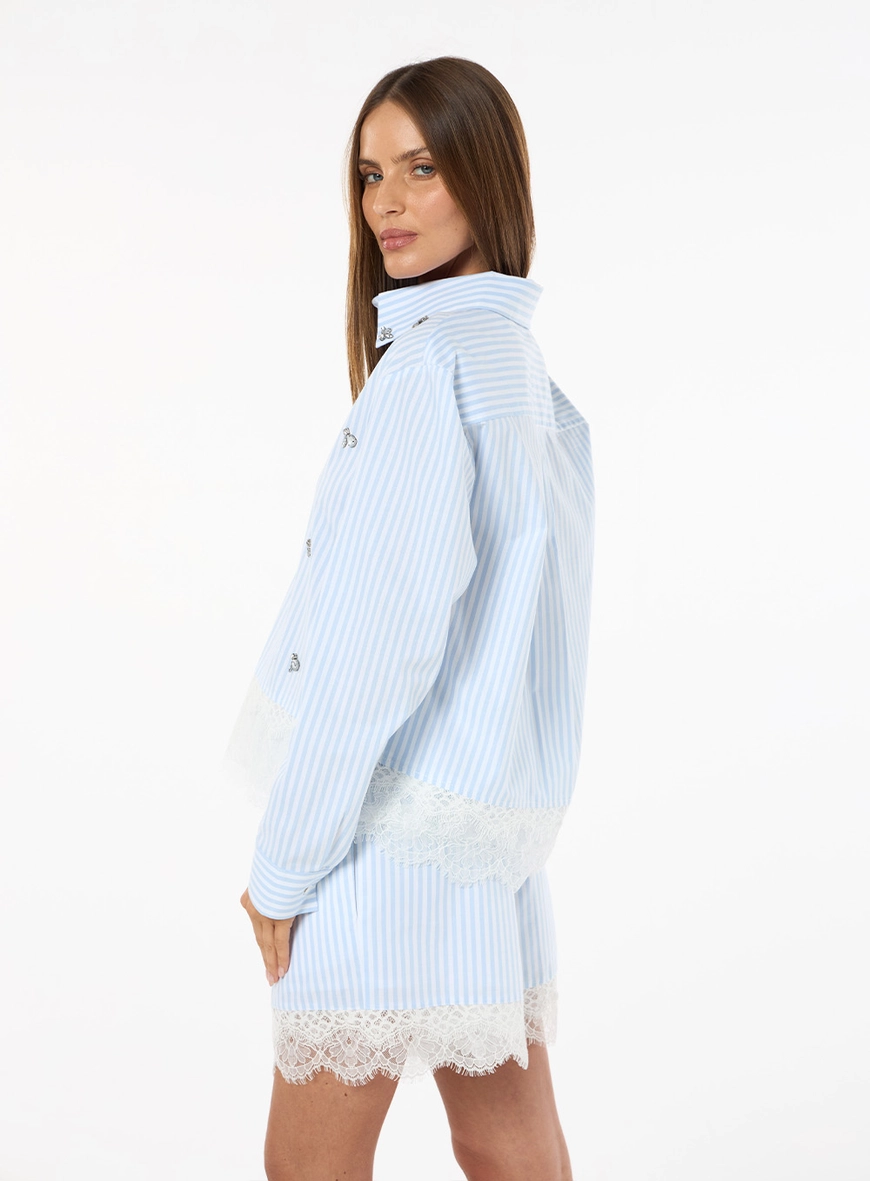 Conjunto Tricoline Camisa E Short Listras