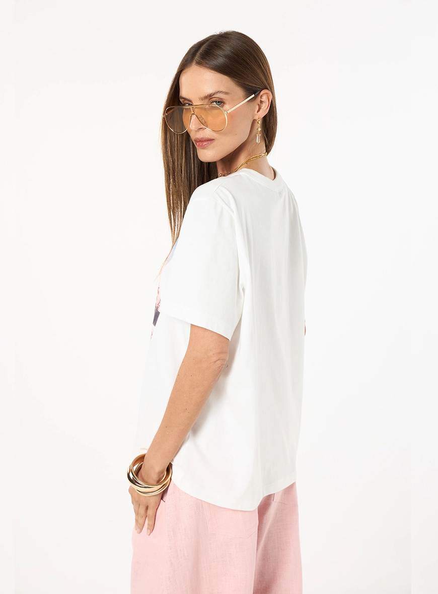 Tshirt Malha Estampa - Off White