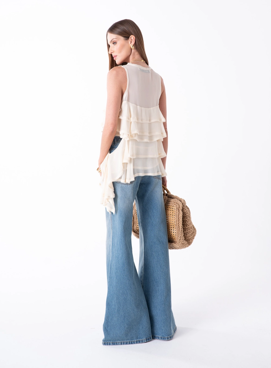 Regata Chiffon Camadas - Bege