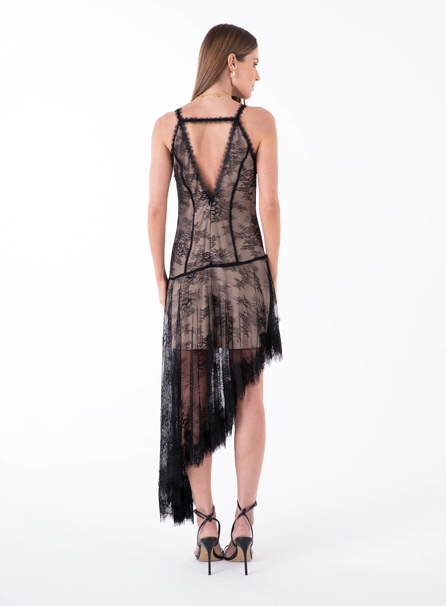 Vestido Midi Assimétrico - Preto