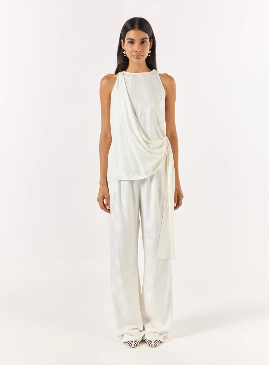 Conjunto Blusa E Calça Reta - Off Shell