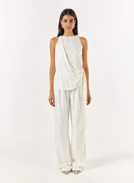 Conjunto Blusa E Calça Reta - Off Shell