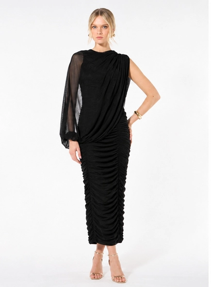 Vestido Midi Tule Manga Única