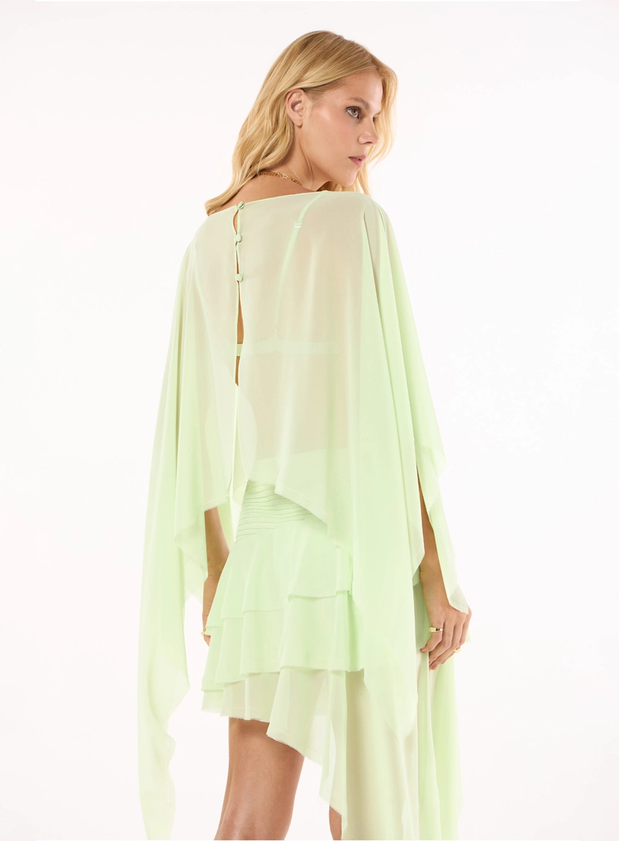 Saia Curta Chiffon Babados - Verde