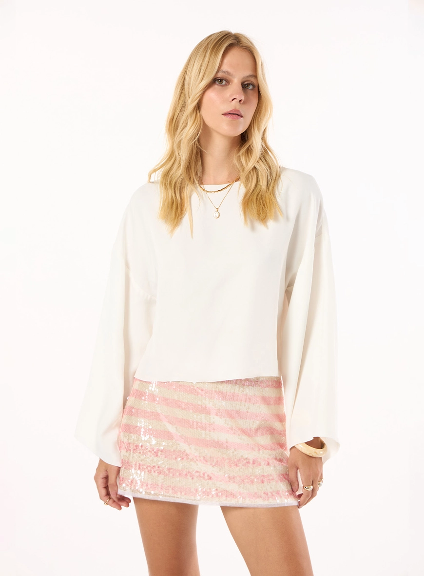 Blusa Crepe Manga Ampla - Off White