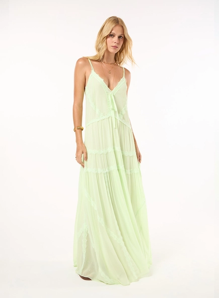 Vestido Longo Chiffon - Verde Lumen