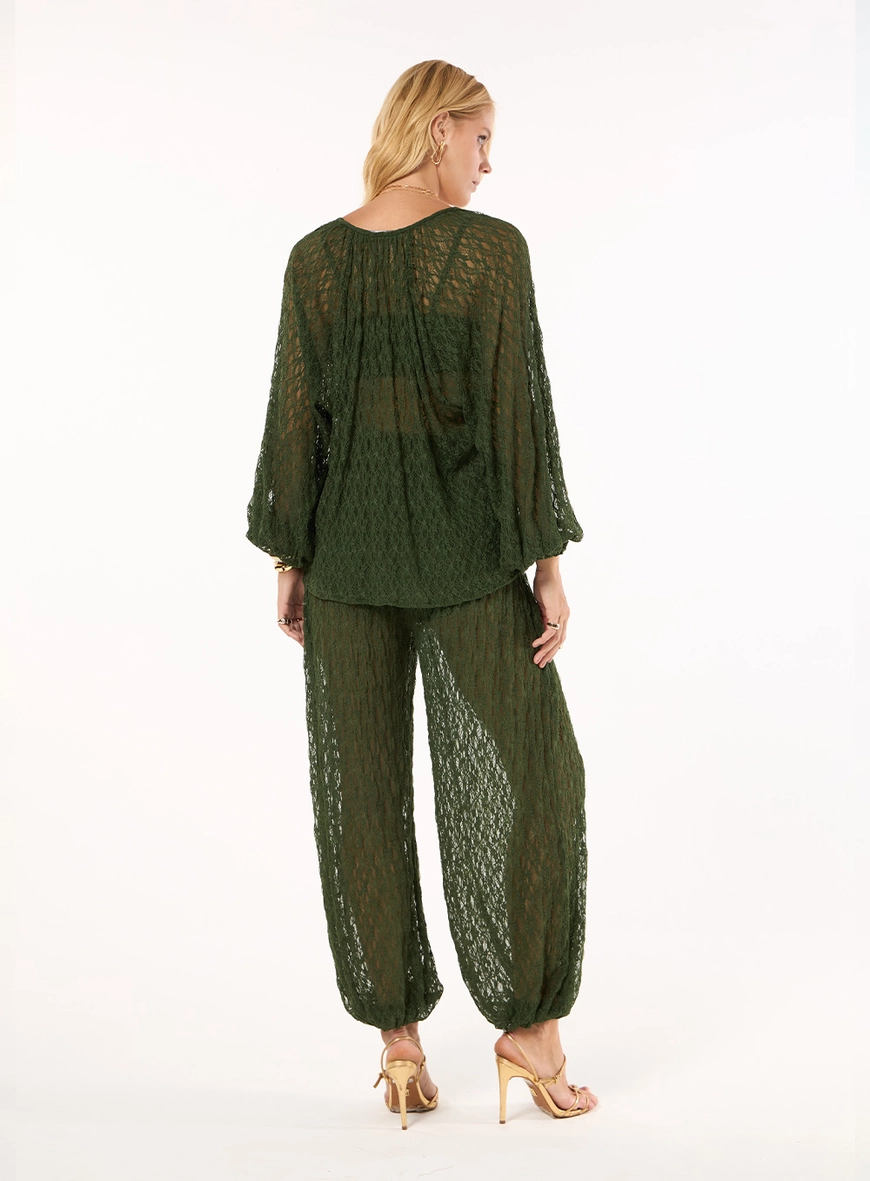 Conjunto Renda Blusa E Calça Aladim - Verde
