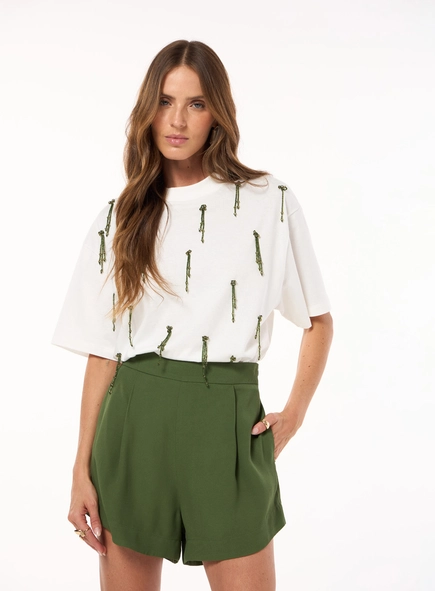 Short Detalhe Pregas - Verde Pinho