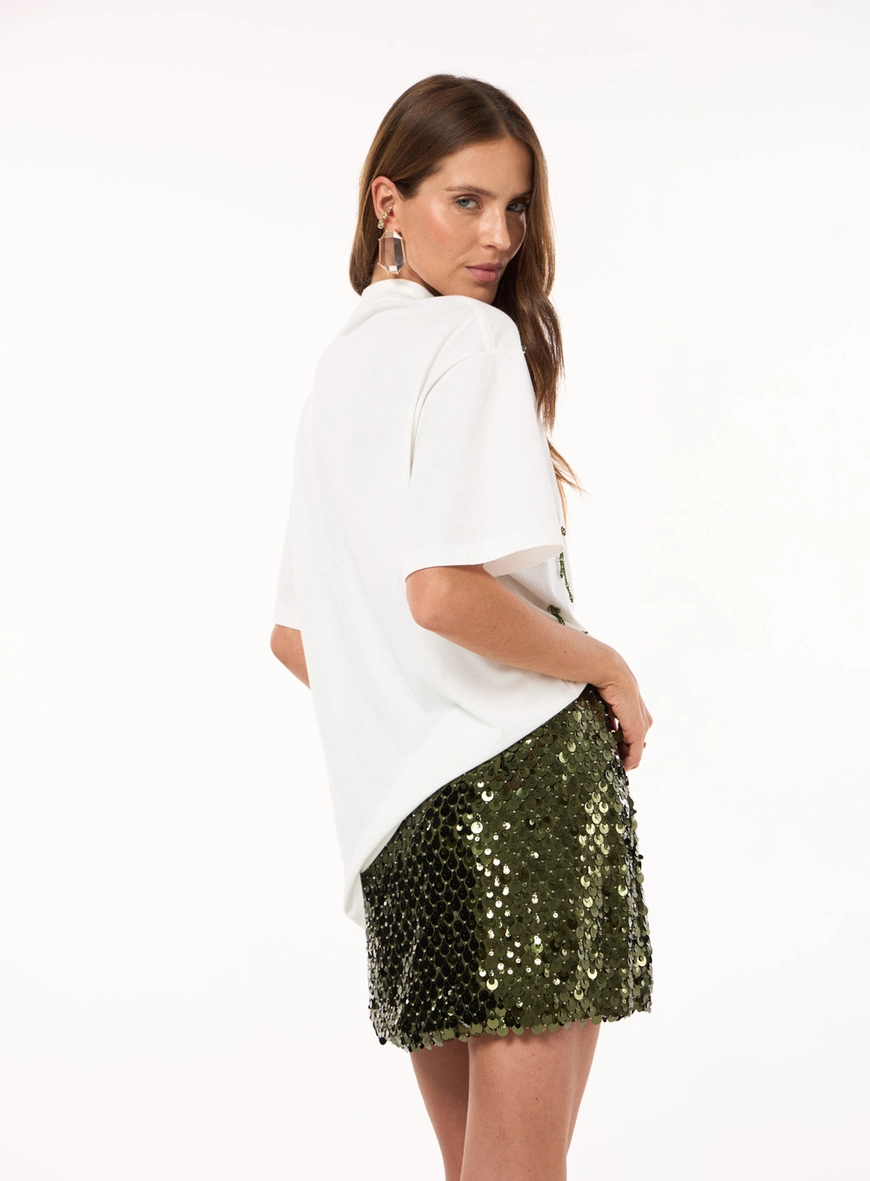 Short Saia Paetê - Verde Pinho