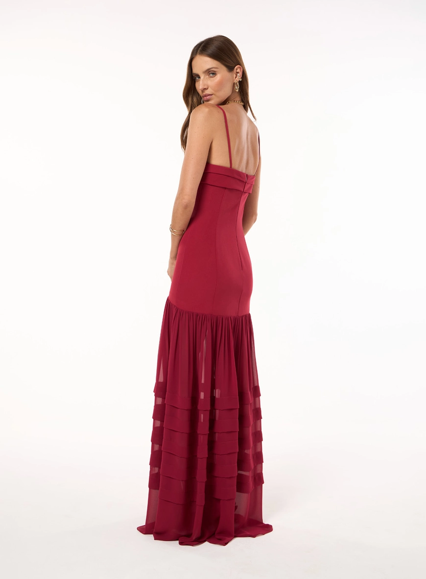 Vestido Longo Chiffon - Carmim
