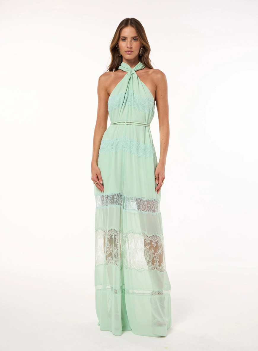 Macacão Chiffon Halter - Pistache
