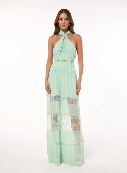 Macacão Chiffon Halter - Pistache